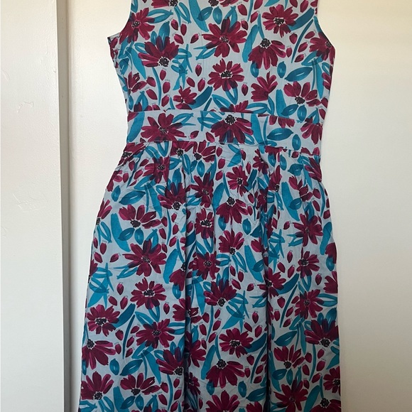 Seasalt Cornwall Blue Cotton A line Summer Floral Dress with pockets USA 4 Uk 8 - Picture 4 of 7